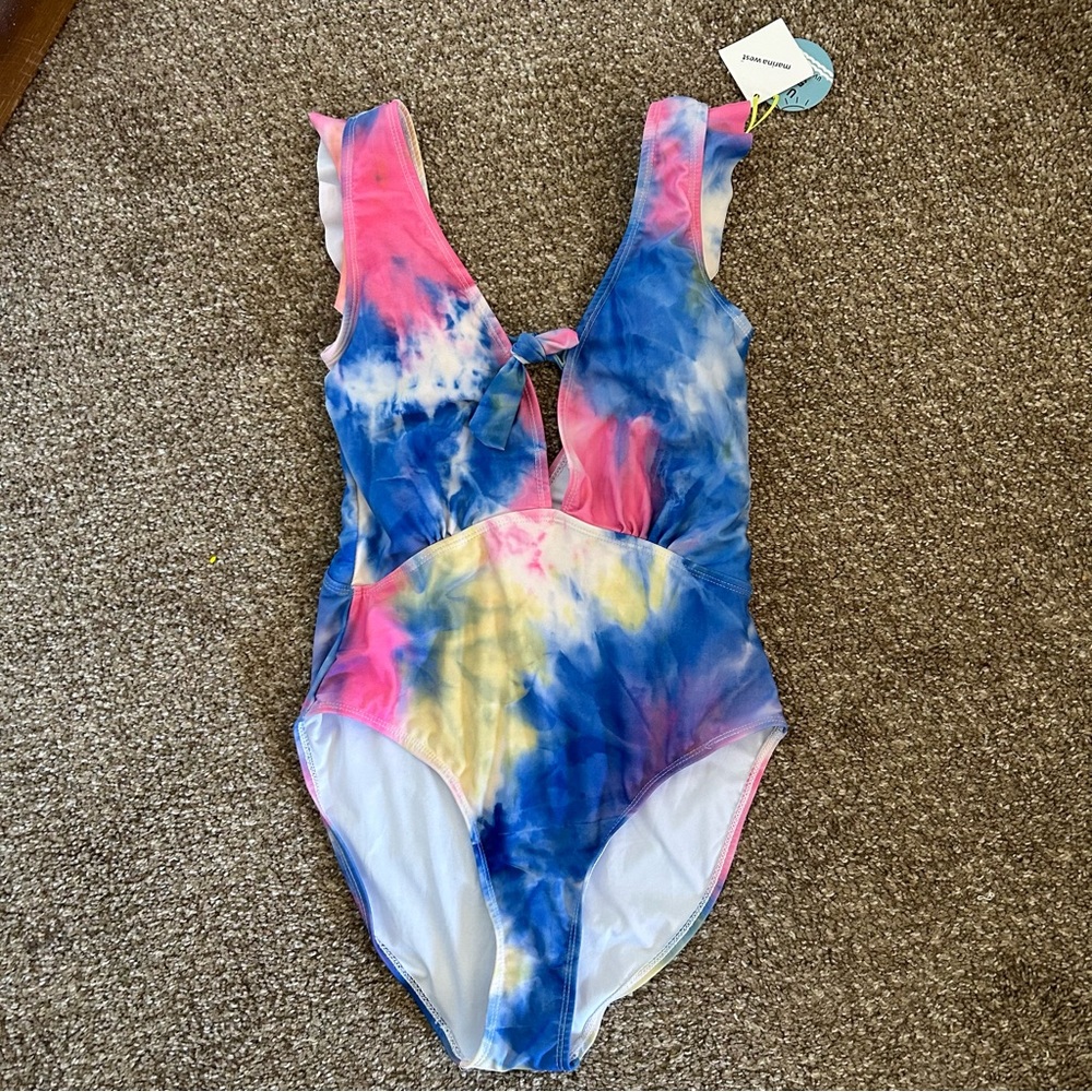 Tie Dye One-Piece Swimsuit SPF 50+ UV Protection Size Large NWT